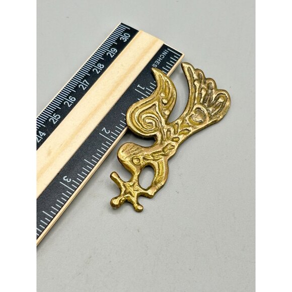 Brutalist Brass Brooch Angel with Star Artistic Design Vintage Handcrafted - Picture 6 of 6